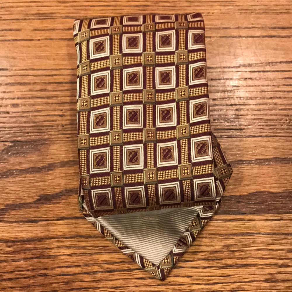 Brown, gold and white Zegna tie